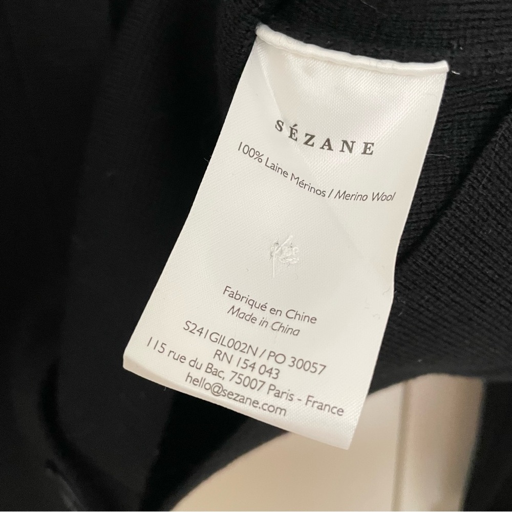 Sezane Betty Cardigan Black & Ecru Crochet - Picture 8 of 9